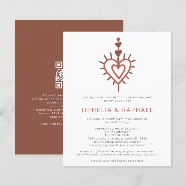 Budget Heart Dreamcatcher Terracotta QR Wedding (Front/Back)