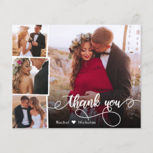 Budget Heart Photo Collage Wedding Thank You Card