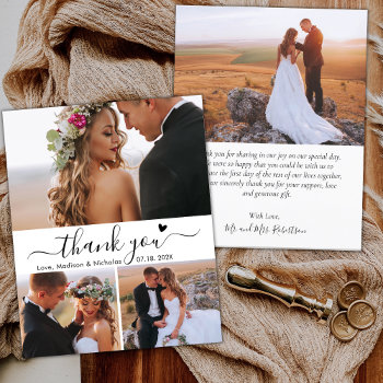Budget Heart Script Collage Wedding Thank You  Flyer by LilyPaperDesign at Zazzle