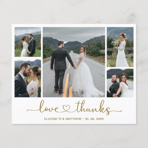 Budget Heart Script Photo Wedding Thank You Card