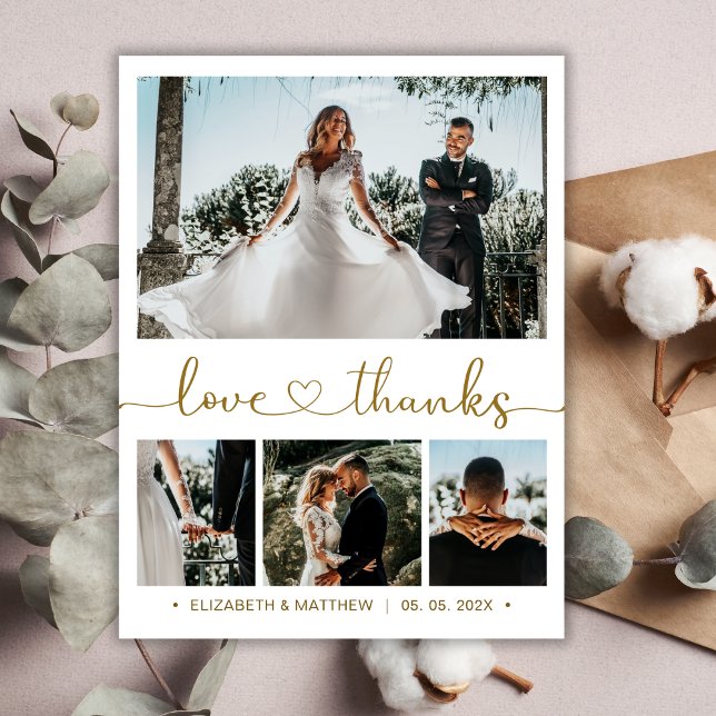 Budget Heart Script Photo Wedding Thank You Card (Creator Uploaded)