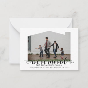 BUDGET Heart Script We've Moved Photo Moving Note Card