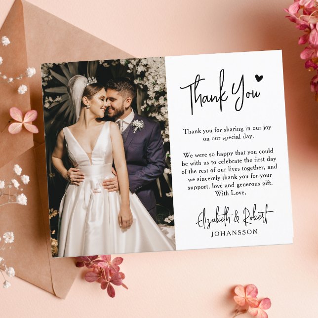 Budget Heart Wedding Thank You Photo Script Card (Creator Uploaded)
