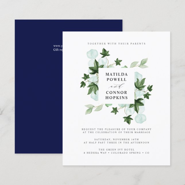 BUDGET Hedera | Green Ivy Navy Botanical Wedding (Front/Back)
