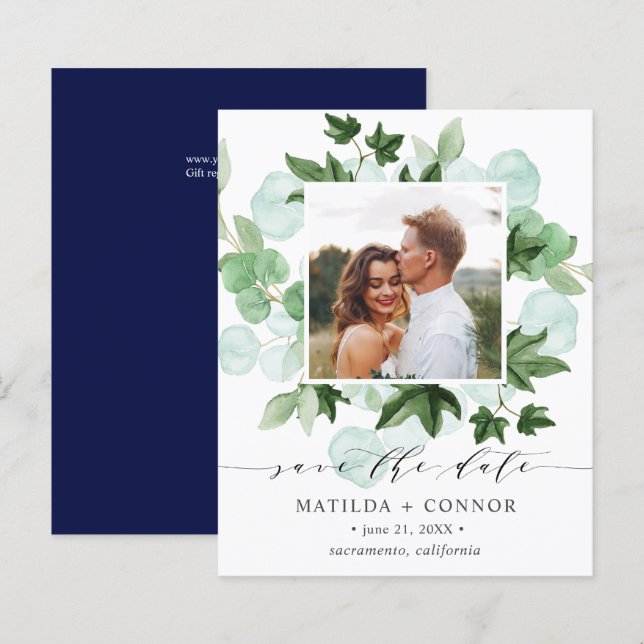 BUDGET Hedera | Green Ivy Navy Photo wedding (Front/Back)