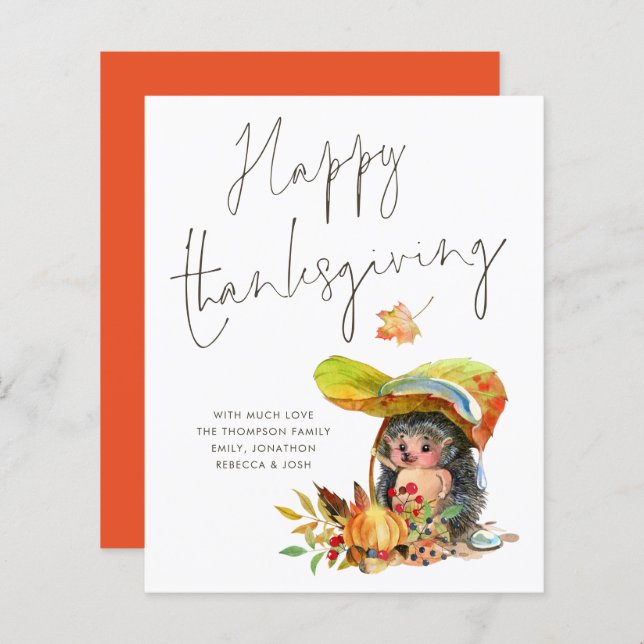 Budget Hedgehog Script Happy Thanksgiving (Front/Back)