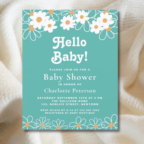 Budget Hello Baby Daisy Baby Shower Invitation