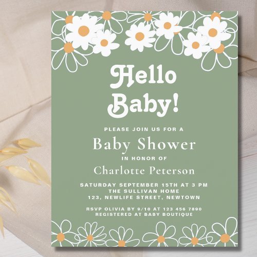 Budget Hello Baby Daisy Baby Shower Invitation