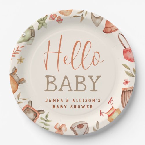 Budget Hello Baby Fall Boho Clothes Baby Shower Paper Plates