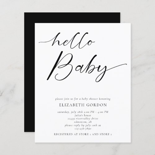 Budget Hello Baby Shower Minimal Gender Black 