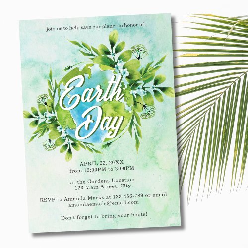 Budget Help Save Our Planet Foliage Earth Day Invitation