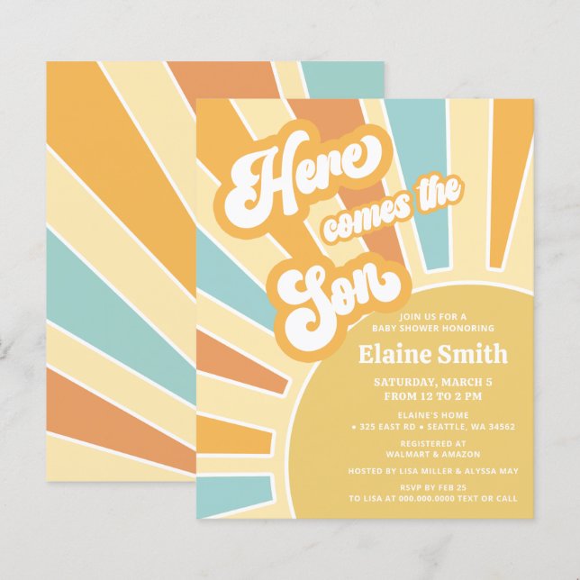 Budget Here comes the son baby shower Invitation (Front/Back)