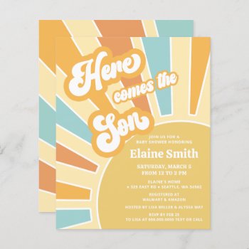 Budget Here Comes The Son Baby Shower Invitation by Invitationboutique at Zazzle