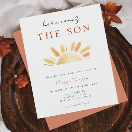 Budget Here Comes the Son Baby Shower Invitation