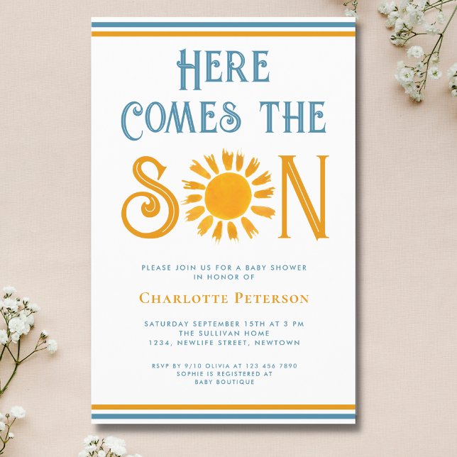 Budget Here Comes The Son Baby Shower Invitation (Creator Uploaded)