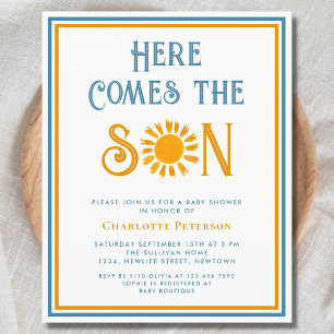 Budget Here Comes The Son Baby Shower Invitation