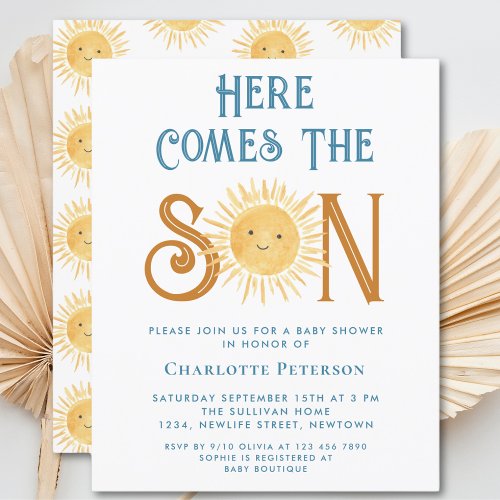 Budget Here Comes The Son Baby Shower Invitation