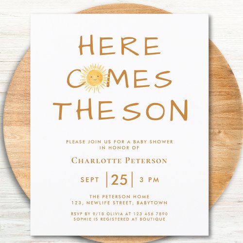 Budget Here Comes The Son Baby Shower Invitation