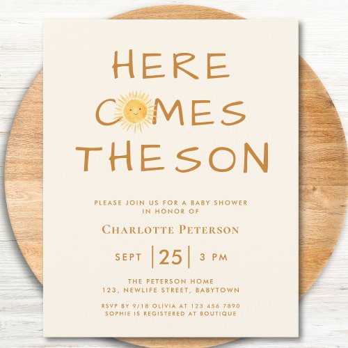 Budget Here Comes The Son Baby Shower Invitation