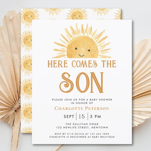 Budget Here Comes The Son Baby Shower Invitation