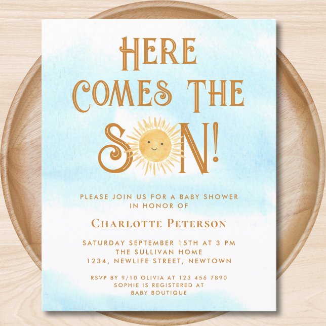 Budget Here Comes The Son Baby Shower Invitation (Creator Uploaded)