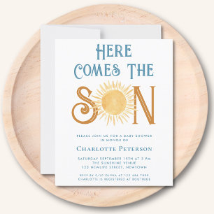 Budget Here Comes The Son Baby Shower Invitation