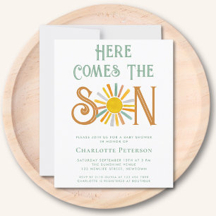 Budget Here Comes The Son Baby Shower Invitation