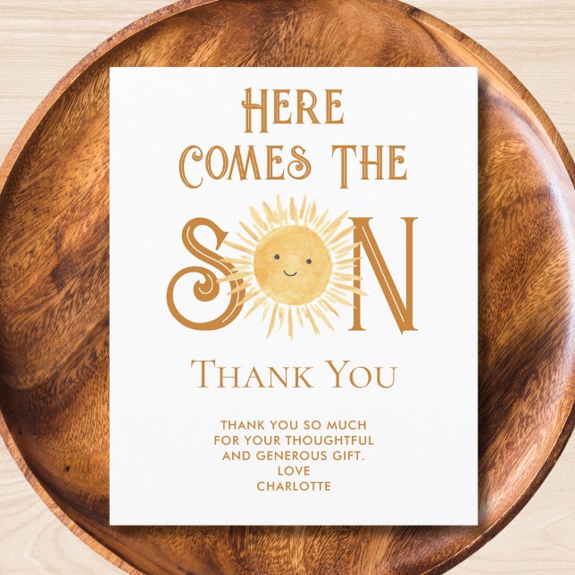 Budget Here Comes The Son Baby Shower Thank You (Creator Uploaded)