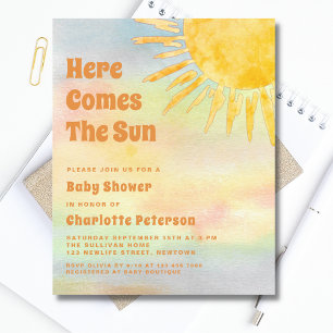 Budget Here Comes The Sun Baby Shower Invitation