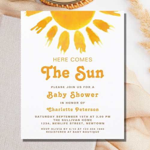 Budget Here Comes The Sun Baby Shower Invitation