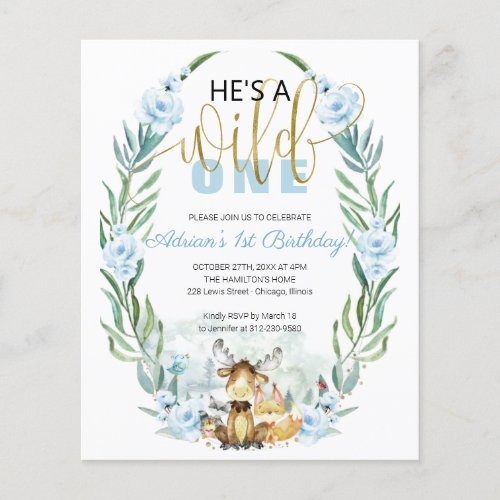 Budget Hes A Wild One 1st Birthday Invitation