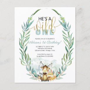 Budget He's A Wild One First Birthday Invitation