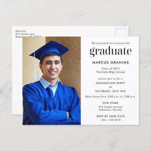 Budget High School Graduation Party Invitation  Postcard