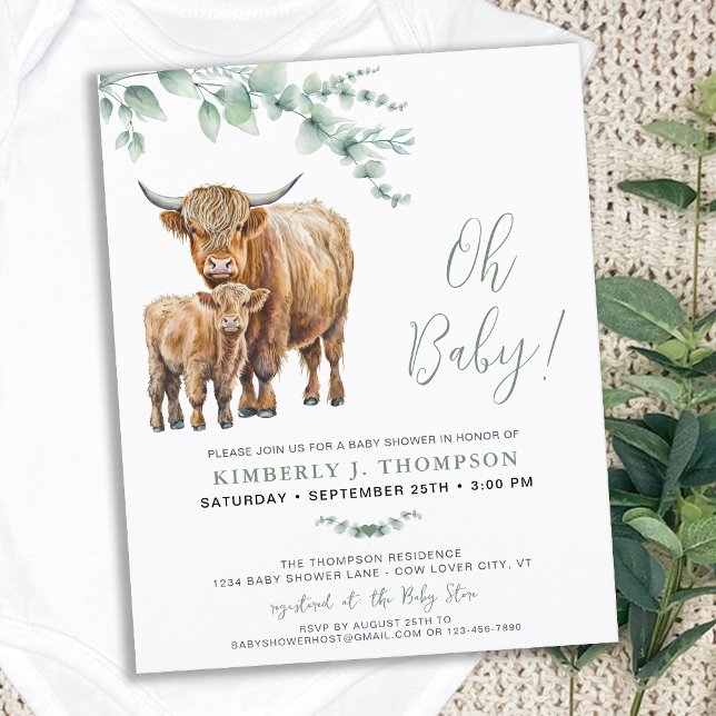 Budget Highland Cow Boho Greenery Sage Baby Shower (Creator Uploaded)