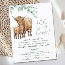 Budget Highland Cow Greenery Baby Shower Invite