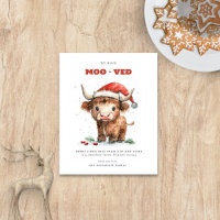 Budget Highland Cow New Address Merry Christmas