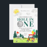 Budget Hole In One Golf First Birthday Par-Tee Note Card<br><div class="desc">Cute Watercolor Hole In One Golf Boy Golfing Par-tee 1st 1st Birthday Invitation</div>