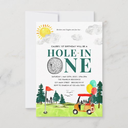 Budget Hole In One Golf First Birthday Par_Tee Note Card