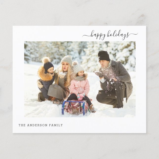 Budget Holiday 2 Photo Modern Minimal 2022 Card Flyer (Front)