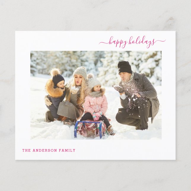 Budget Holiday 2 Photo Modern Minimal 2025 Card (Front)