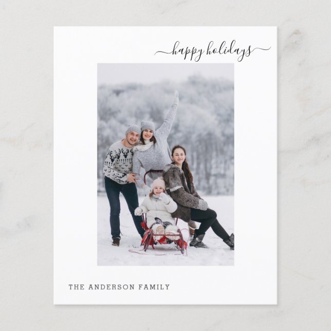 Budget Holiday 2 Photo Modern Minimal 2025 Card Flyer (Front)