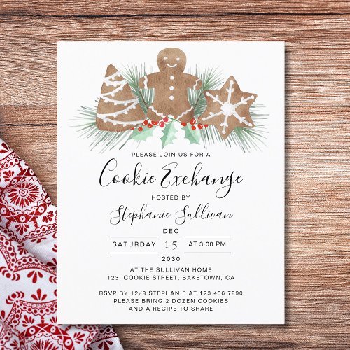 Budget Holiday Christmas Cookie Exchange Invite