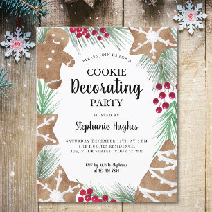 Budget Holiday Cookie Decorating Party Invitation