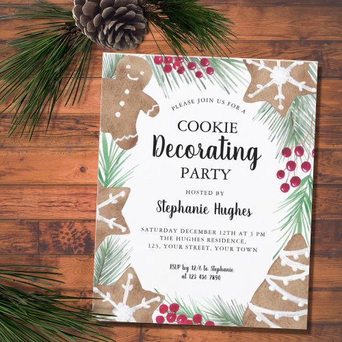 Budget Holiday Cookie Decorating Party Invitation
