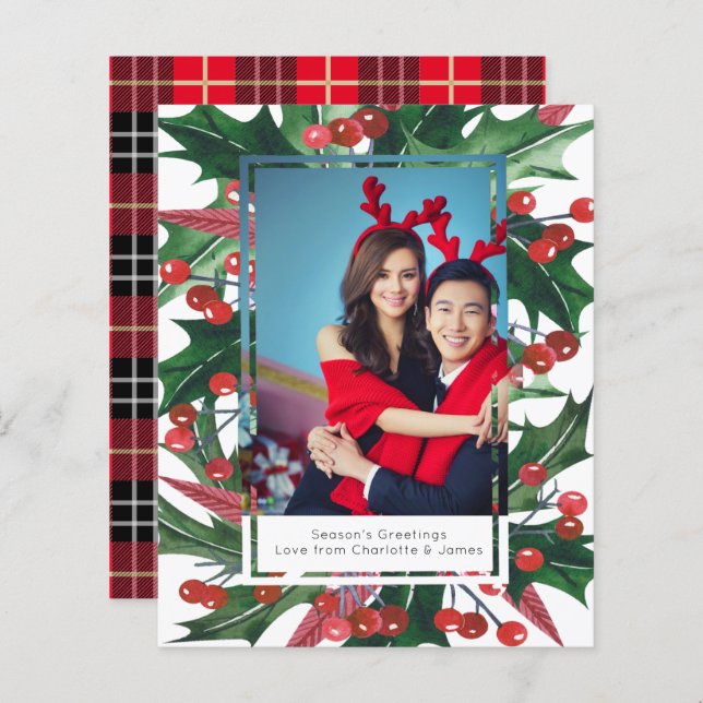 BUDGET Holiday Holly Photo Frame Personalized (Front/Back)