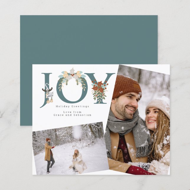 BUDGET Holiday Joy Photo Personalized Card (Front/Back)