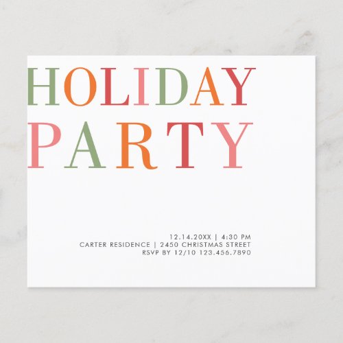 Budget Holiday Party Minimalist Modern Typography 