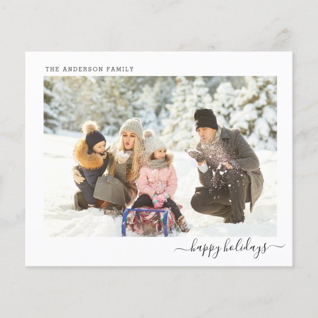 Budget Holiday Photo Modern Minimal 2024 Xmas Card Flyer (Front)