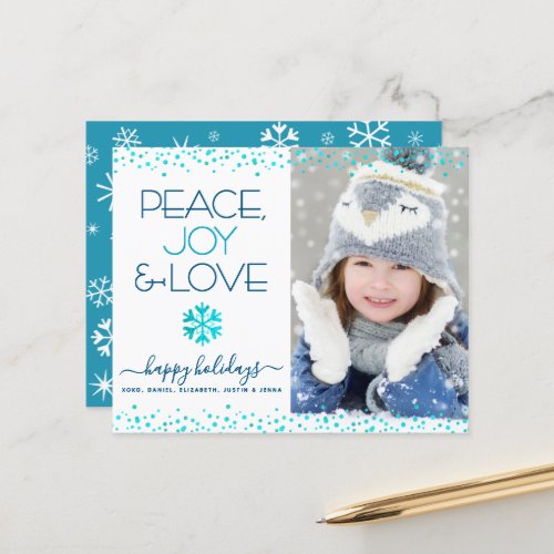 Budget Holiday Photo Modern Peace Joy Love Card