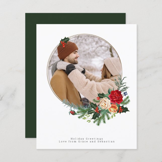 BUDGET Holiday Winter Botanical Photo Personalized (Front/Back)